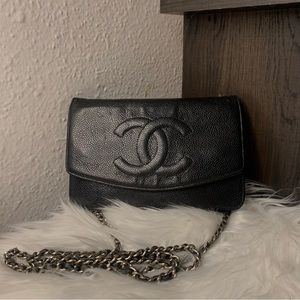 Chanel Black Caviar Timeless Wallet on Chain